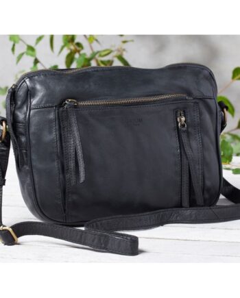 Elegant Sort Læder Crossbody Taske - Et Must-Have!