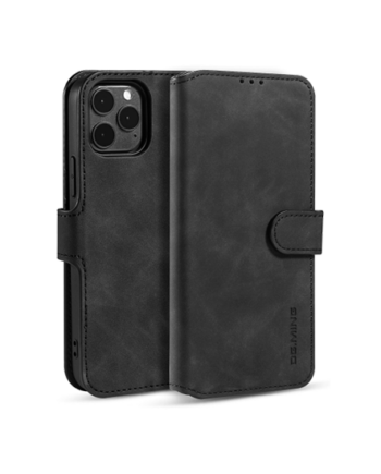 Elegant sort læder etui med pung til iPhone 12 Pro Max