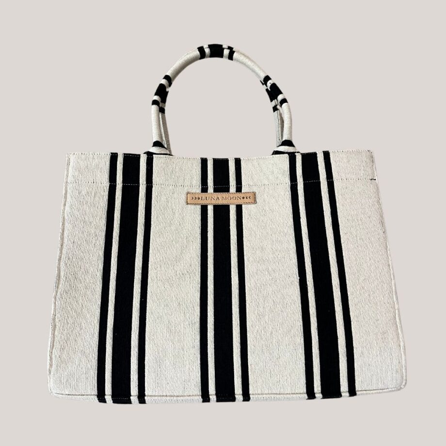 Praktisk stribet tote bag til hverdagens behov