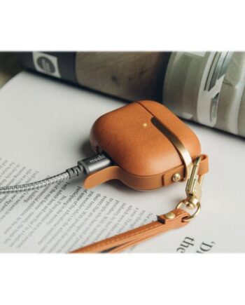 Moshi Pebbo Luxe Taske til AirPods – Karamel Vegansk Læder