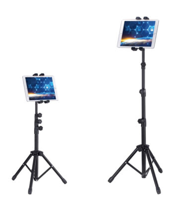 Sort Metal Tripod Stander til Tablet med 360° Rotation