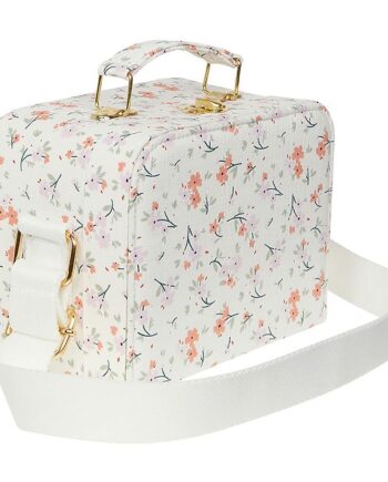 Hvid Mini Kufferttaske til Børn med Blomsterprint - Udsalg!