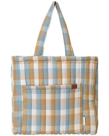 Fabelab Shopper i Cottage Blue Checks – Stilfuld Blå Taske