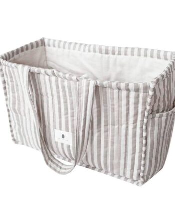 Beige/Grå Pine Cone Shopper – Mommy Mushroom Stripe Tilbud
