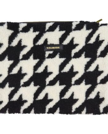 Stilfuld Hvid Teddy Houndstooth Opbevaringstaske Udsalg