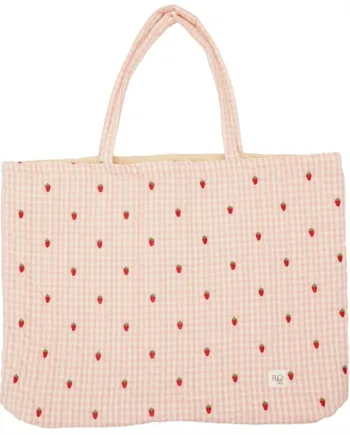 Quiltet Pink Berry Gingham Taske - Flss Dolly Model