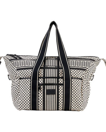 Lala Berlin Big Bag Muriel – Hvid med Sort Stribe Tilbud!