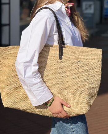 Raffia Stor Shopper - Ideel til Strand og Indkøb!