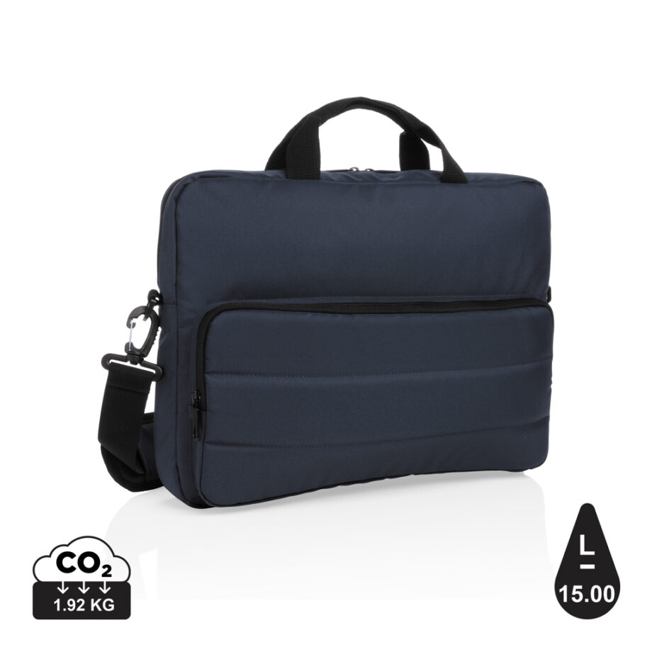 Elegant marineblå laptop taske til branding og reklame