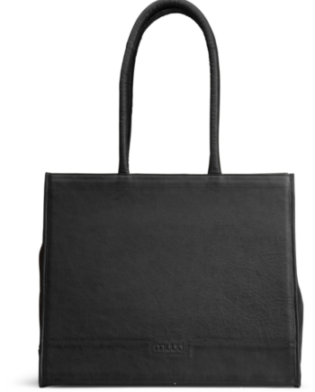 Elegant Sort Lædertaske med Justerbar Rem – Stilfuld Design!