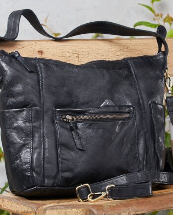 Elegant Sort Læder Crossbody Taske – Stilfuld og Praktisk