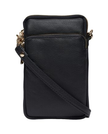 Elegant Sort Mobiltaske med Guld Detaljer til Kvinder