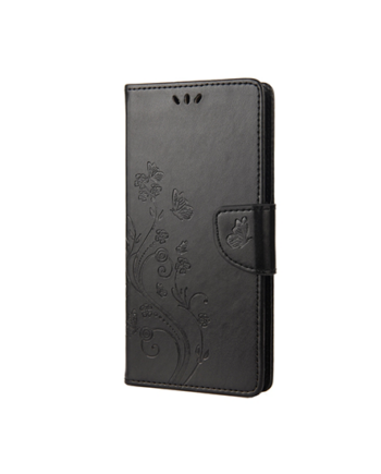 Sort Butterfly Læder Etui med Pung til iPhone 14 Plus - Elegant Beskyttelse