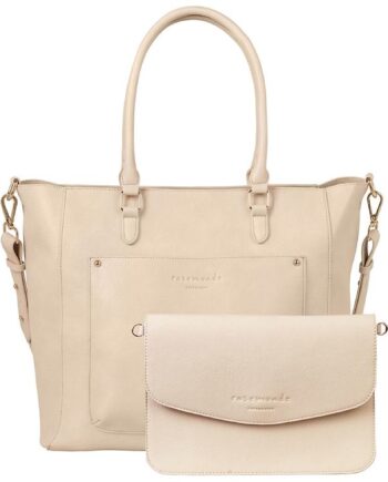 Elegant Beige Vegansk Rosemunde Shopper Clutch – Stilfuld Taske